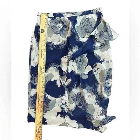 3.1 Phillip Lim 100% Silk Skirt Blue White Size 6 Midi - Picture 5 of 6